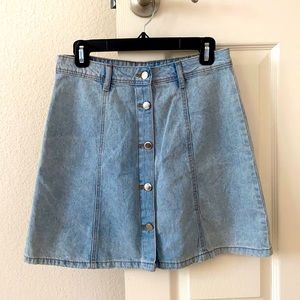 H&M Button Front Denim Mini Skirt